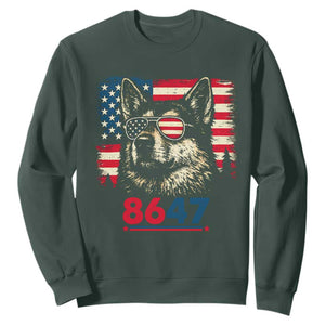 Vintage Patriotic German Shepherd 1776 Graphic Sweatshirt American Flag Sunglasses Cool Dog 4th of July Distressed TS02 Dark Forest Green Print Your Wear