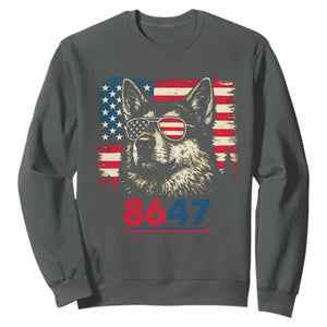 Vintage Patriotic German Shepherd 1776 Graphic Sweatshirt American Flag Sunglasses Cool Dog 4th of July Distressed TS02 Dark Heather Print Your Wear