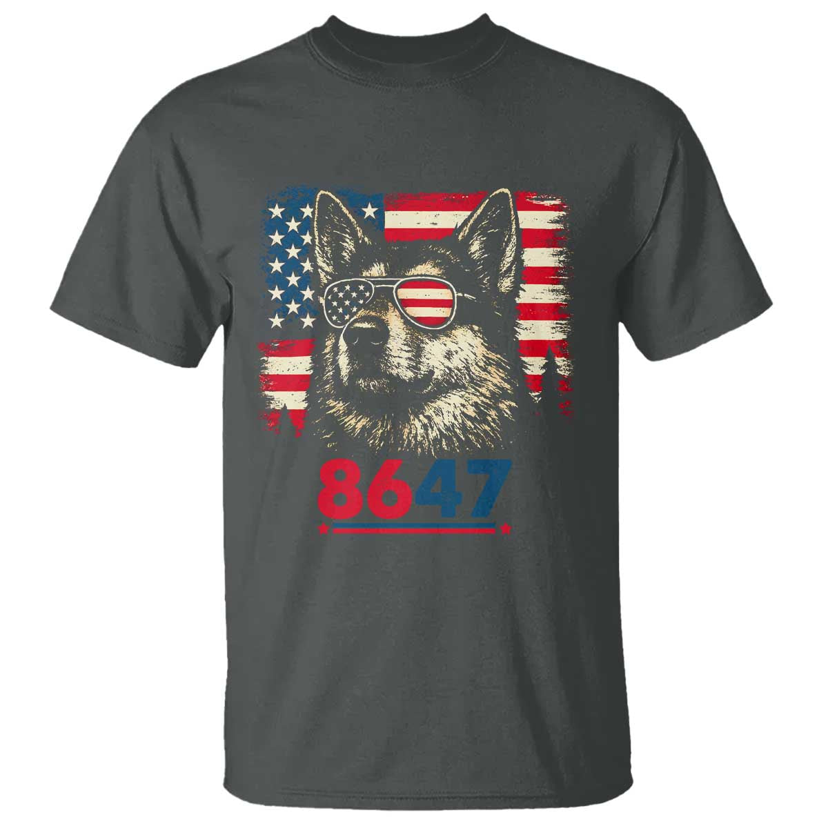 Vintage Patriotic German Shepherd 1776 Graphic T Shirt American Flag Sunglasses Cool Dog 4th of July Distressed TS02 Dark Heather Print Your Wear
