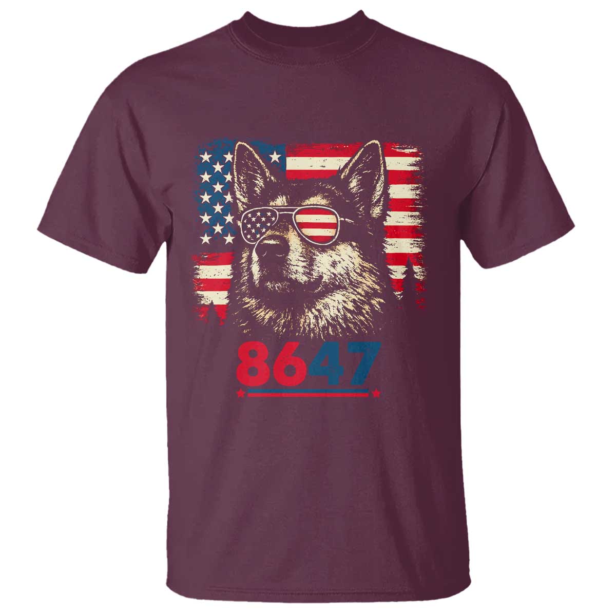 Vintage Patriotic German Shepherd 1776 Graphic T Shirt American Flag Sunglasses Cool Dog 4th of July Distressed TS02 Maroon Print Your Wear