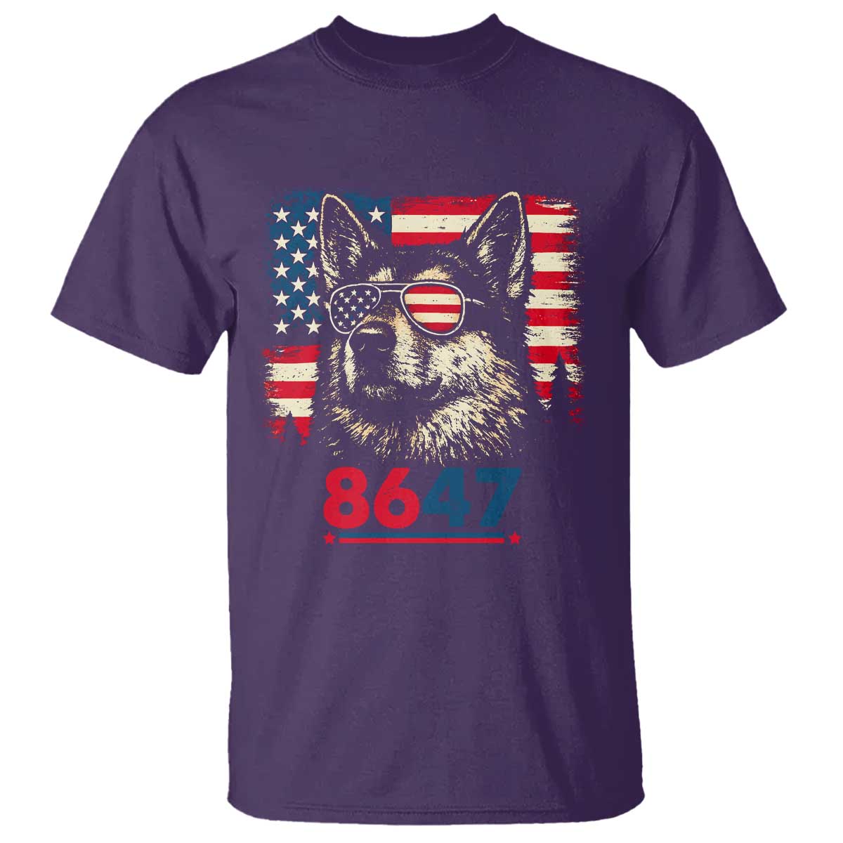 Vintage Patriotic German Shepherd 1776 Graphic T Shirt American Flag Sunglasses Cool Dog 4th of July Distressed TS02 Purple Print Your Wear