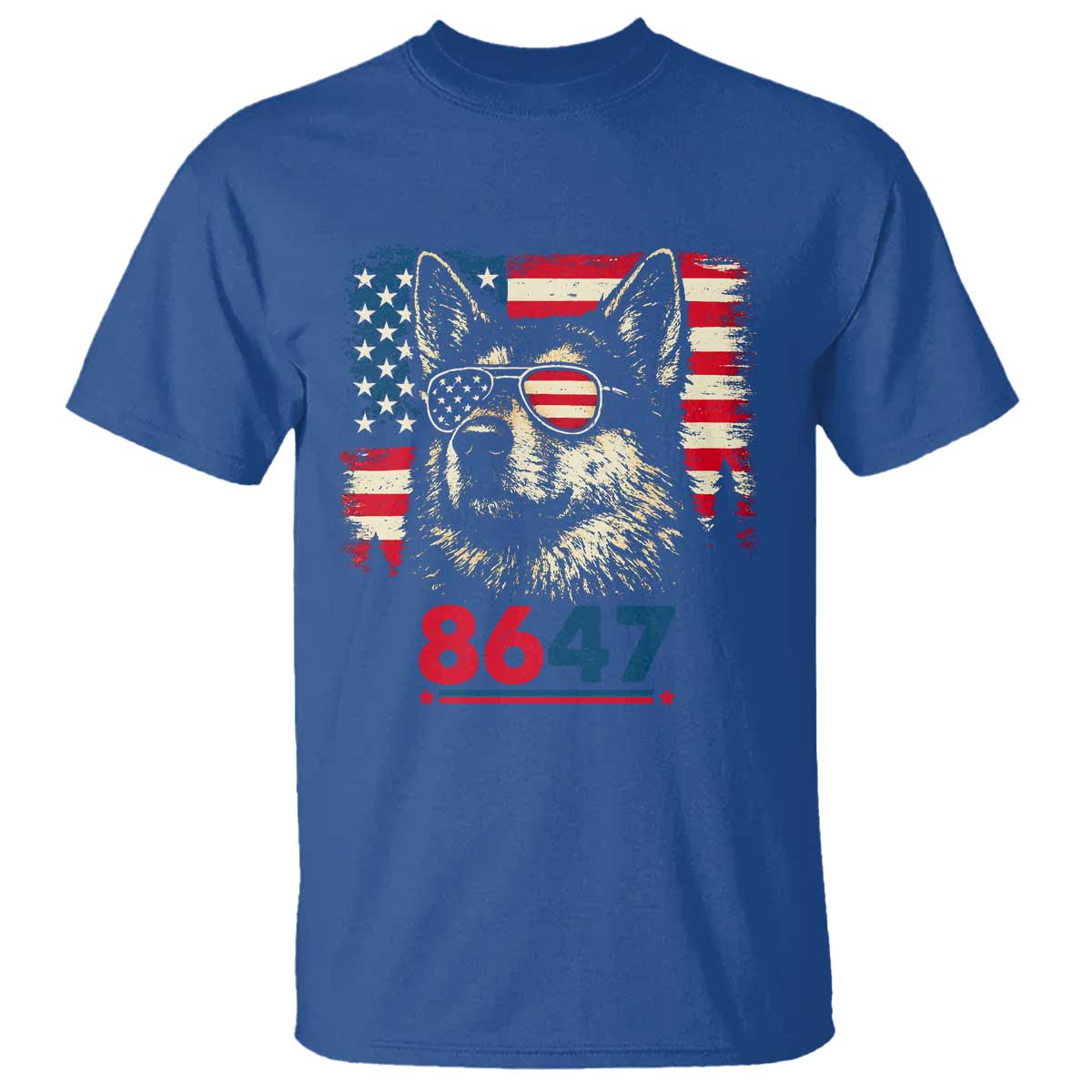 Vintage Patriotic German Shepherd 1776 Graphic T Shirt American Flag Sunglasses Cool Dog 4th of July Distressed TS02 Royal Blue Print Your Wear