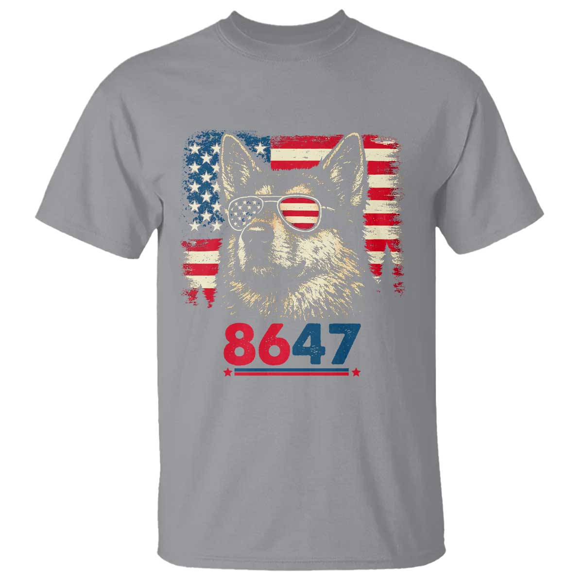 Vintage Patriotic German Shepherd 1776 Graphic T Shirt American Flag Sunglasses Cool Dog 4th of July Distressed TS02 Sport Gray Print Your Wear