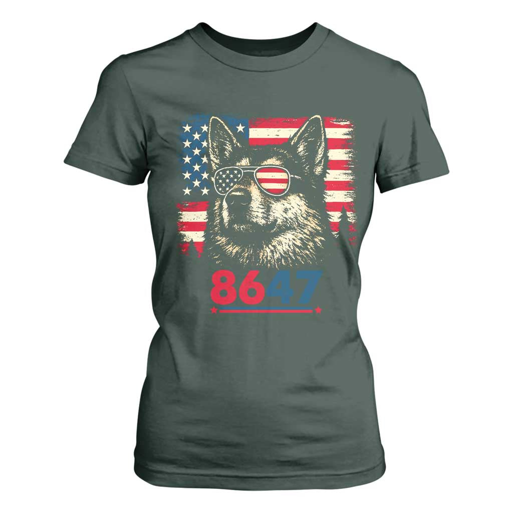 Vintage Patriotic German Shepherd 1776 Graphic T Shirt For Women American Flag Sunglasses Cool Dog 4th of July Distressed TS02 Dark Forest Green Print Your Wear