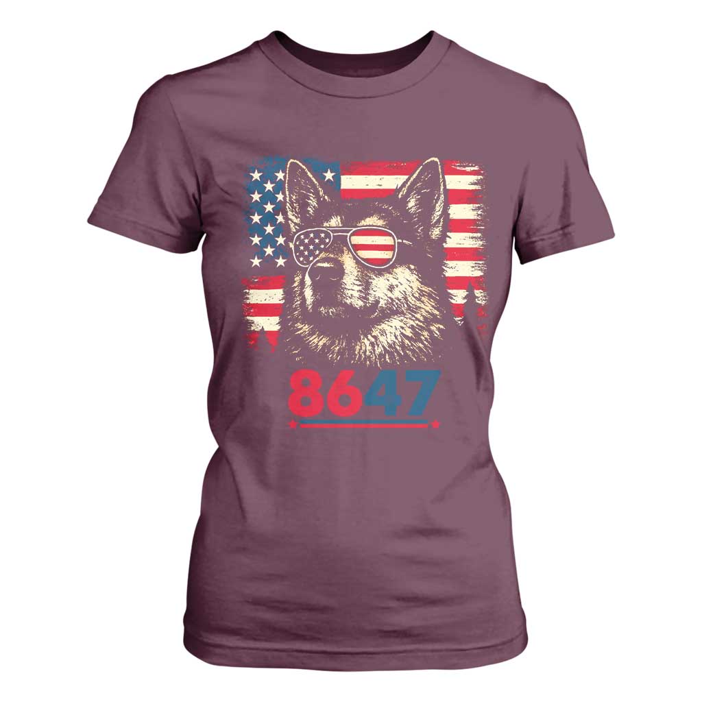 Vintage Patriotic German Shepherd 1776 Graphic T Shirt For Women American Flag Sunglasses Cool Dog 4th of July Distressed TS02 Maroon Print Your Wear