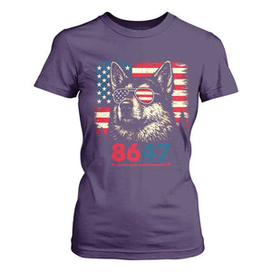 Vintage Patriotic German Shepherd 1776 Graphic T Shirt For Women American Flag Sunglasses Cool Dog 4th of July Distressed TS02 Purple Print Your Wear