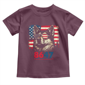 Vintage Patriotic German Shepherd 1776 Graphic Toddler T Shirt American Flag Sunglasses Cool Dog 4th of July Distressed TS02 Maroon Print Your Wear