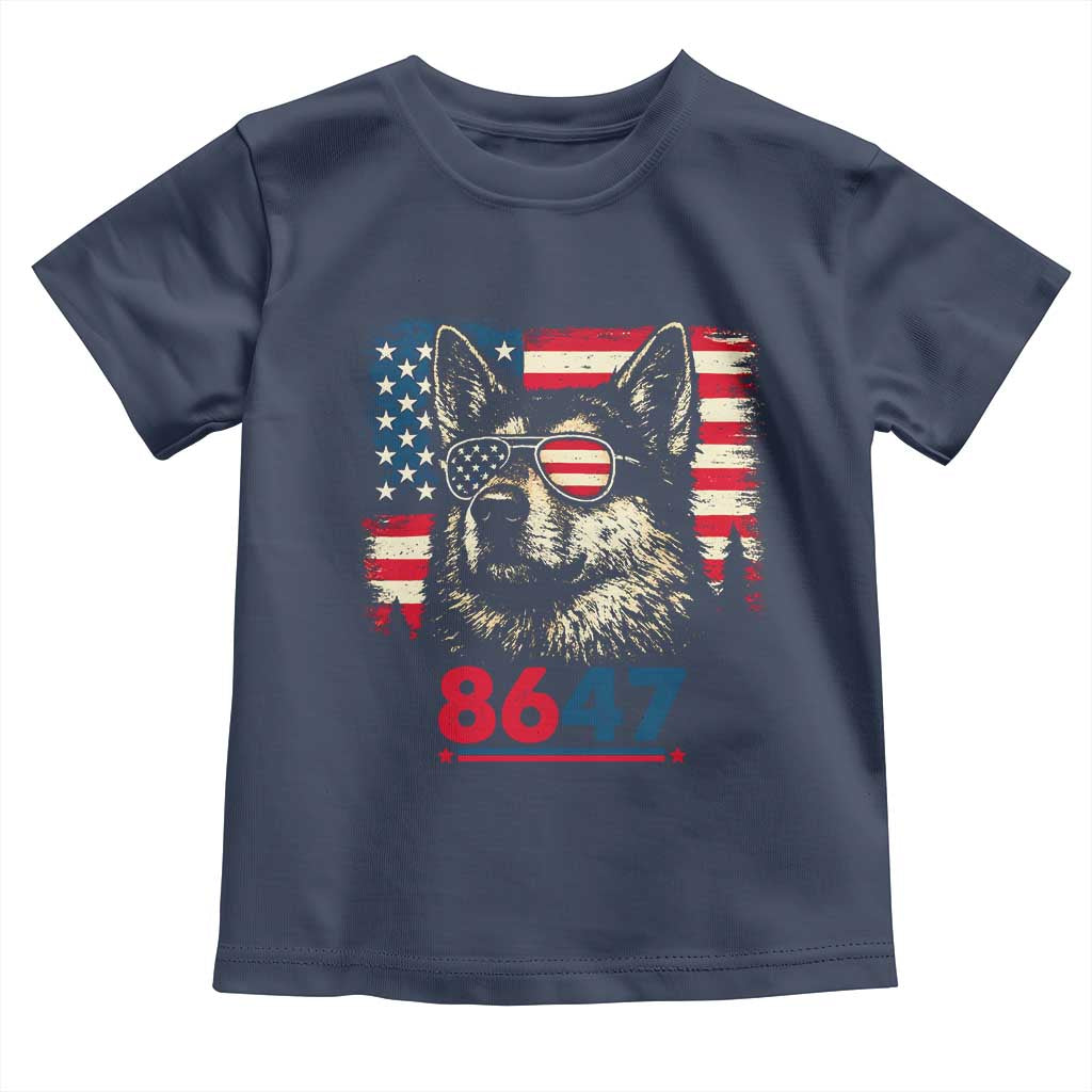 Vintage Patriotic German Shepherd 1776 Graphic Toddler T Shirt American Flag Sunglasses Cool Dog 4th of July Distressed TS02 Navy Print Your Wear