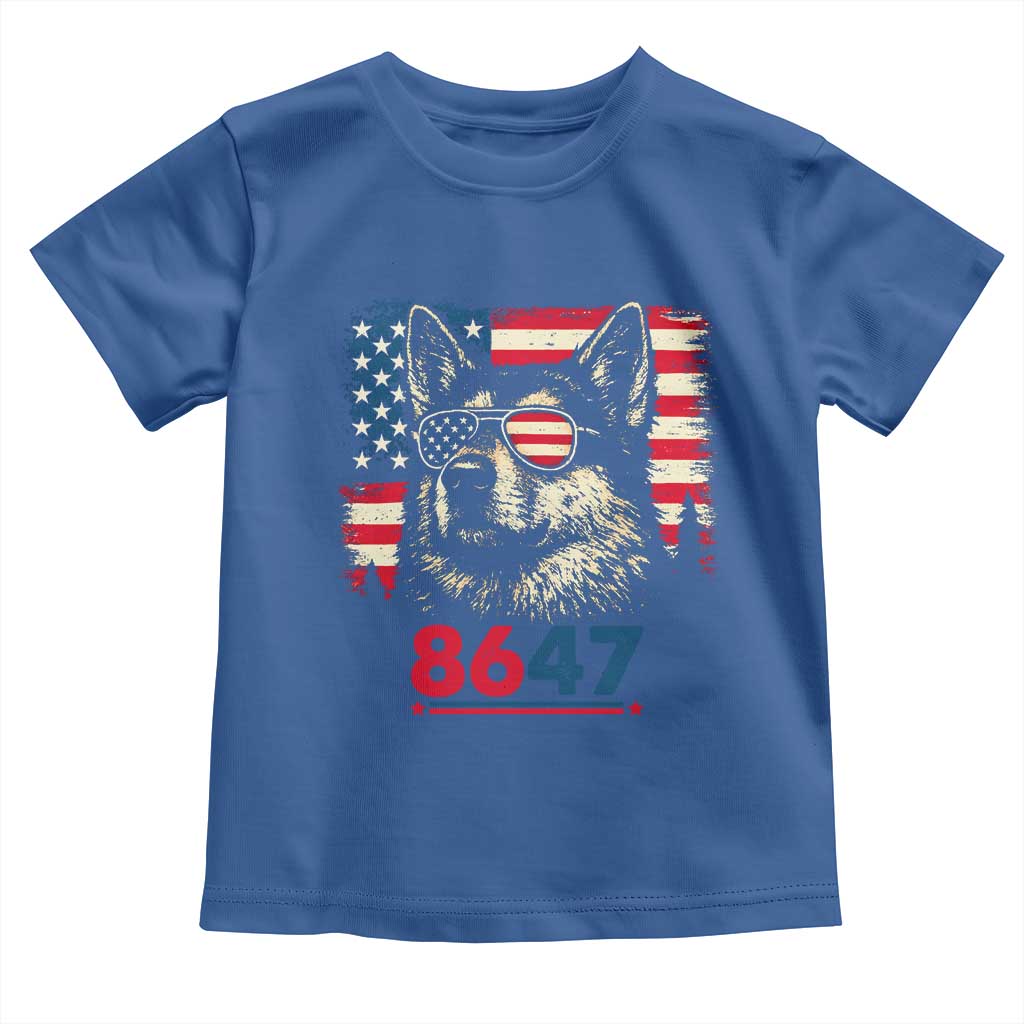 Vintage Patriotic German Shepherd 1776 Graphic Toddler T Shirt American Flag Sunglasses Cool Dog 4th of July Distressed TS02 Royal Blue Print Your Wear