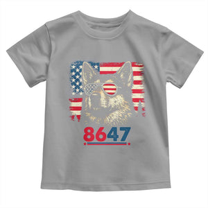 Vintage Patriotic German Shepherd 1776 Graphic Toddler T Shirt American Flag Sunglasses Cool Dog 4th of July Distressed TS02 Sport Gray Print Your Wear