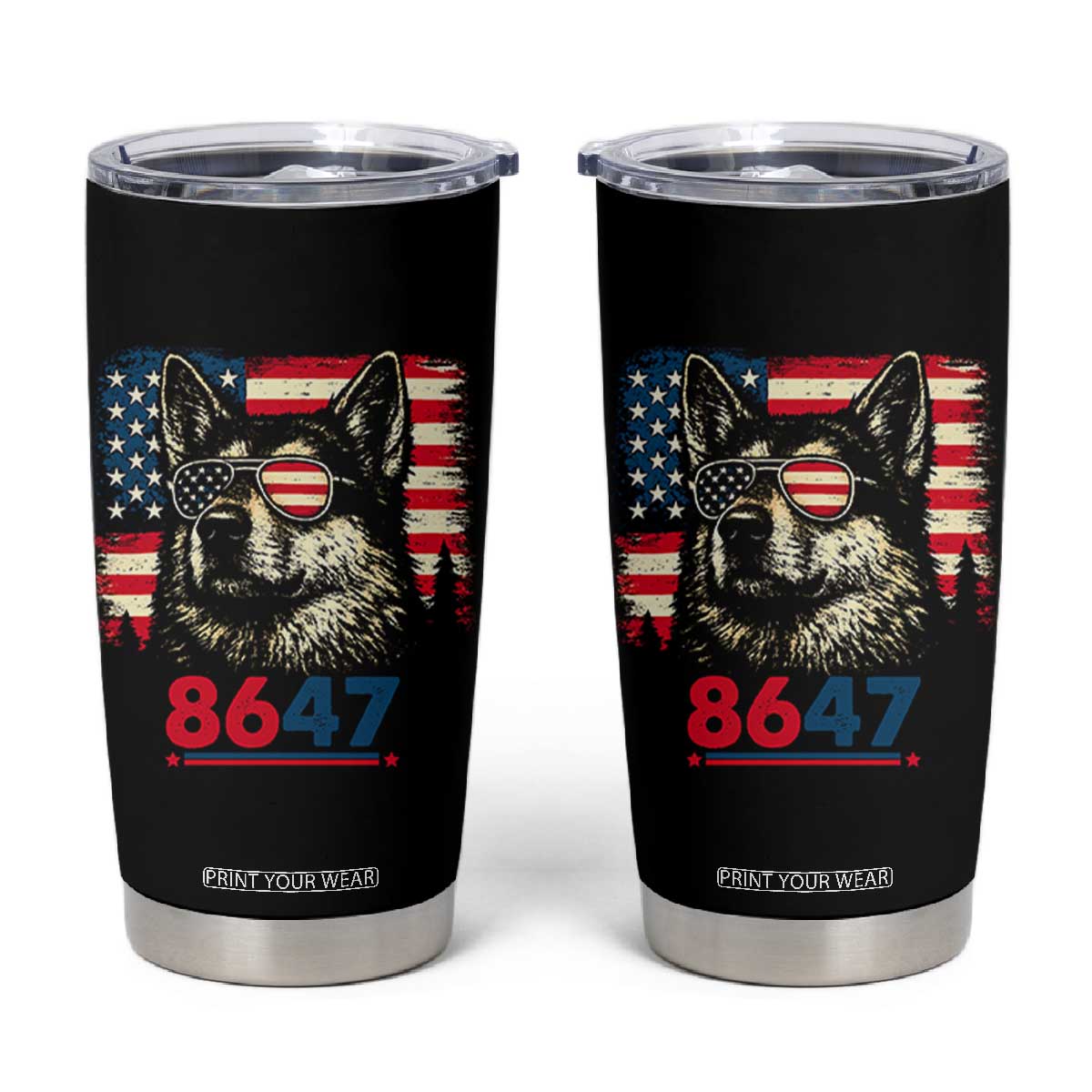 Vintage Patriotic German Shepherd 1776 Graphic Tumbler Cup American Flag Sunglasses Cool Dog 4th of July Distressed