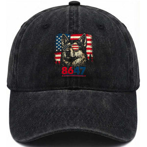 Vintage Patriotic German Shepherd 1776 Graphic Washed Cotton Baseball Cap American Flag Sunglasses Cool Dog 4th of July Distressed TS02 Print Your Wear