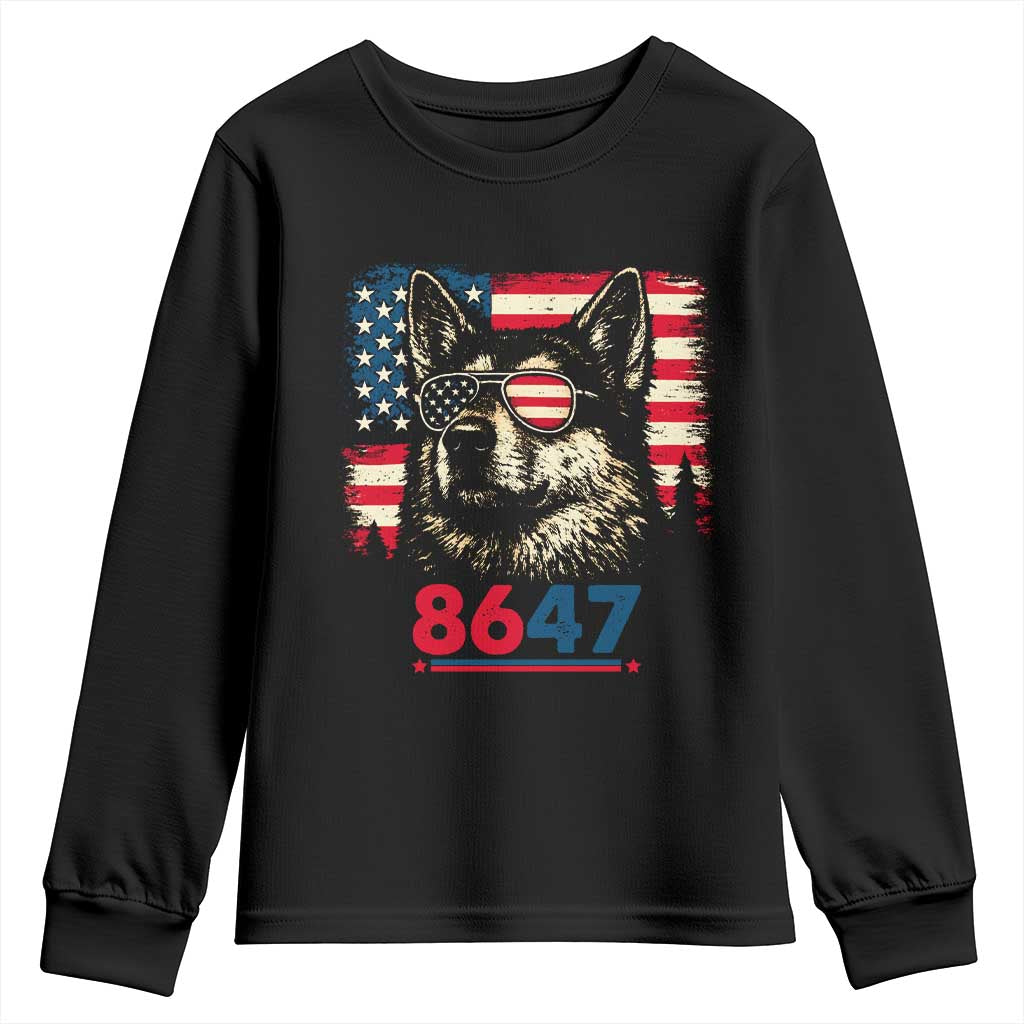 Vintage Patriotic German Shepherd 1776 Graphic Youth Sweatshirt American Flag Sunglasses Cool Dog 4th of July Distressed TS02 Black Print Your Wear