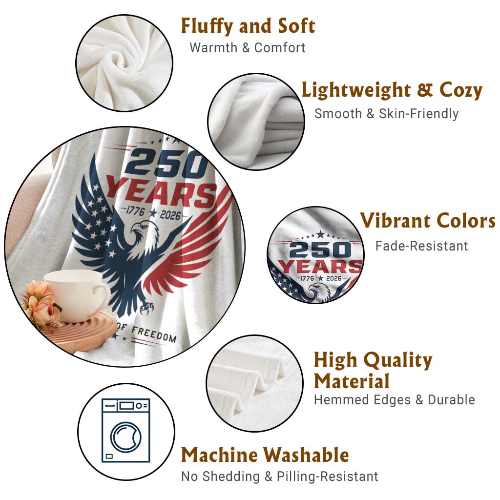 250 Years of Freedom Commemorative Patriotic Eagle Throw Blanket Majestic American Flag Winged Eagle 1776 to 2026 Semiquincentennial TS02 Print Your Wear
