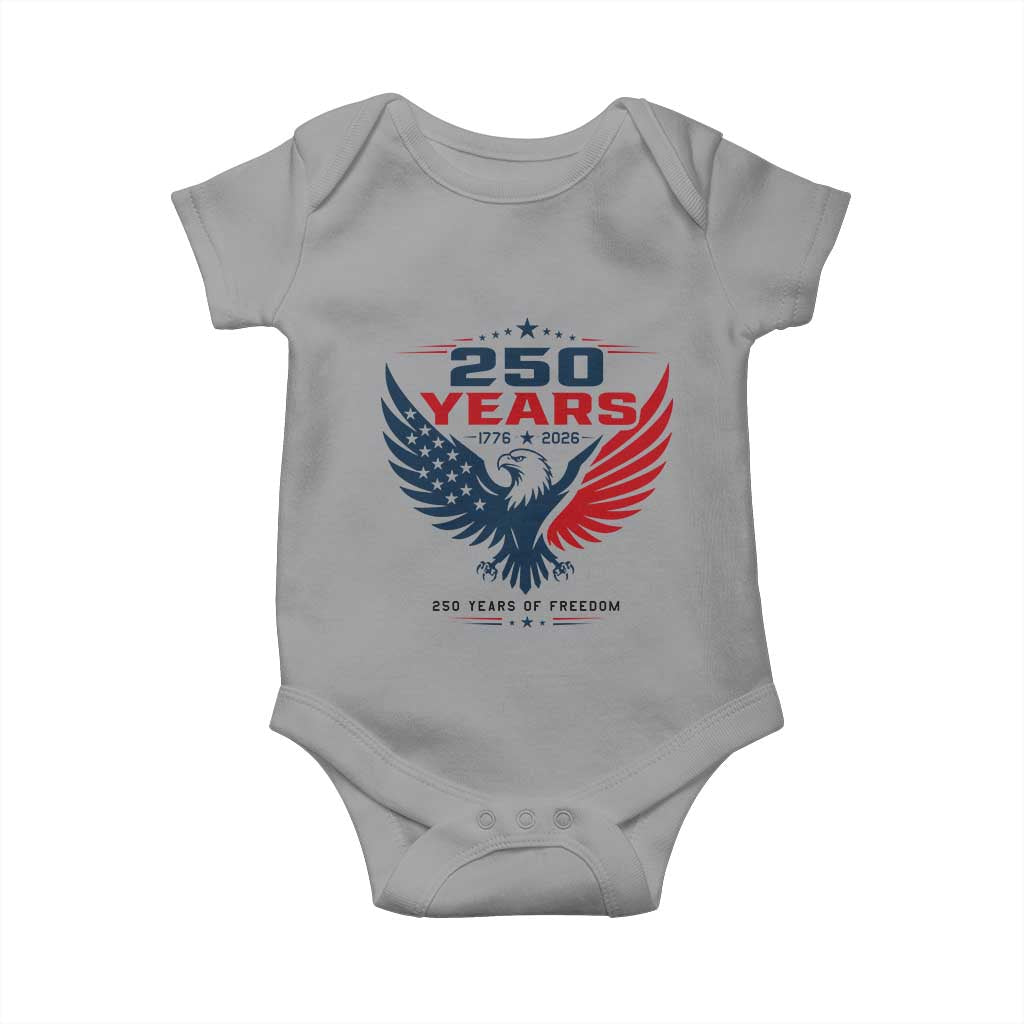 250 Years of Freedom Commemorative Patriotic Eagle Baby Onesie Majestic American Flag Winged Eagle 1776 to 2026 Semiquincentennial TS02 Sport Gray Print Your Wear