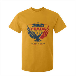 250 Years of Freedom Commemorative Patriotic Eagle T Shirt For Kid Majestic American Flag Winged Eagle 1776 to 2026 Semiquincentennial TS02 Gold Print Your Wear
