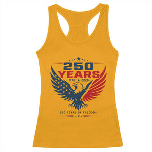 250 Years of Freedom Commemorative Patriotic Eagle Racerback Tank Top Majestic American Flag Winged Eagle 1776 to 2026 Semiquincentennial TS02 Gold Print Your Wear