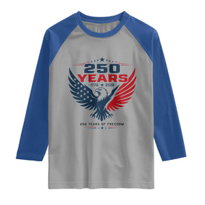 250 Years of Freedom Commemorative Patriotic Eagle Raglan Shirt Majestic American Flag Winged Eagle 1776 to 2026 Semiquincentennial TS02 Sport Gray Royal Print Your Wear