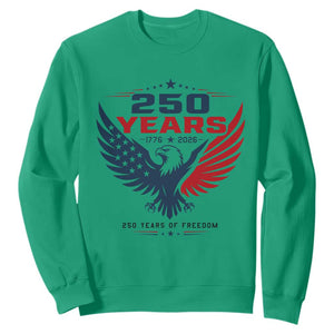 250 Years of Freedom Commemorative Patriotic Eagle Sweatshirt Majestic American Flag Winged Eagle 1776 to 2026 Semiquincentennial TS02 Irish Green Print Your Wear