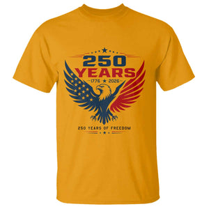 250 Years of Freedom Commemorative Patriotic Eagle T Shirt Majestic American Flag Winged Eagle 1776 to 2026 Semiquincentennial TS02 Gold Print Your Wear