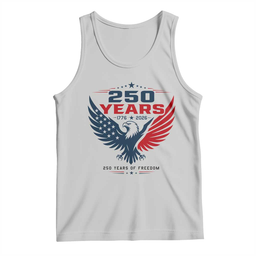 250 Years of Freedom Commemorative Patriotic Eagle Tank Top Majestic American Flag Winged Eagle 1776 to 2026 Semiquincentennial TS02 Ash Print Your Wear