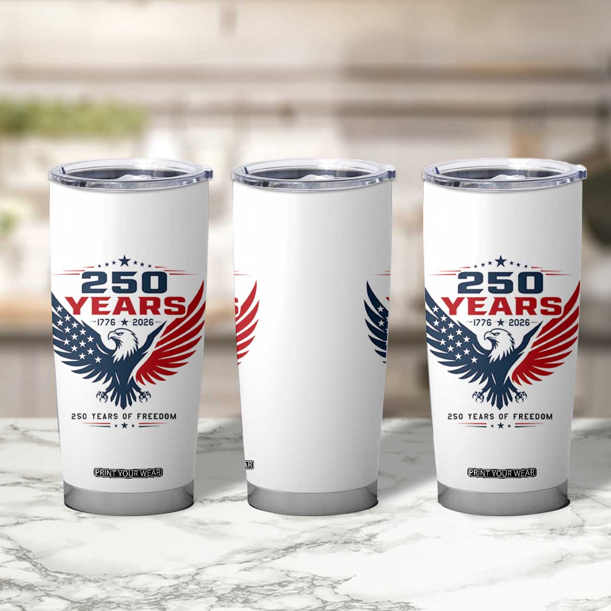 250 Years of Freedom Commemorative Patriotic Eagle Tumbler Cup Majestic American Flag Winged Eagle 1776 to 2026 Semiquincentennial TS02 Print Your Wear