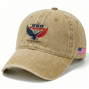 250 Years of Freedom Commemorative Patriotic Eagle Washed Cotton Baseball Cap Majestic American Flag Winged Eagle 1776 to 2026 Semiquincentennial TS02 Print Your Wear