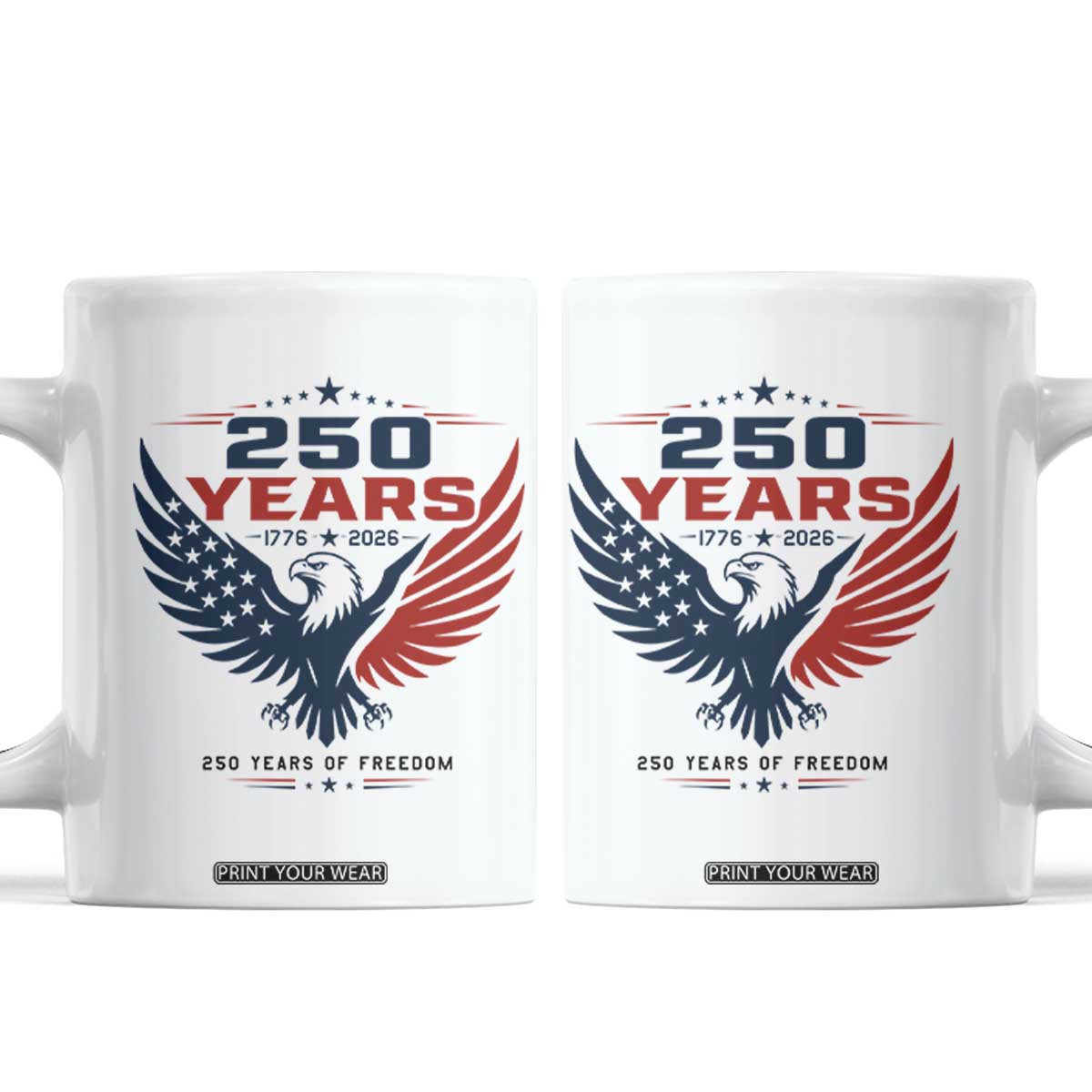 250 Years of Freedom Commemorative Patriotic Eagle Coffee Mug Majestic American Flag Winged Eagle 1776 to 2026 Semiquincentennial