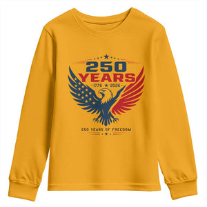 250 Years of Freedom Commemorative Patriotic Eagle Youth Sweatshirt Majestic American Flag Winged Eagle 1776 to 2026 Semiquincentennial TS02 Gold Print Your Wear