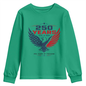 250 Years of Freedom Commemorative Patriotic Eagle Youth Sweatshirt Majestic American Flag Winged Eagle 1776 to 2026 Semiquincentennial TS02 Irish Green Print Your Wear