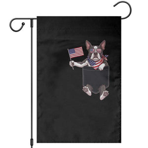 Funny Patriotic French Bulldog in Pocket Graphic Garden Flag Cute Frenchie Waving US Flag Sunglasses Faux Summer TS02 Black Print Your Wear