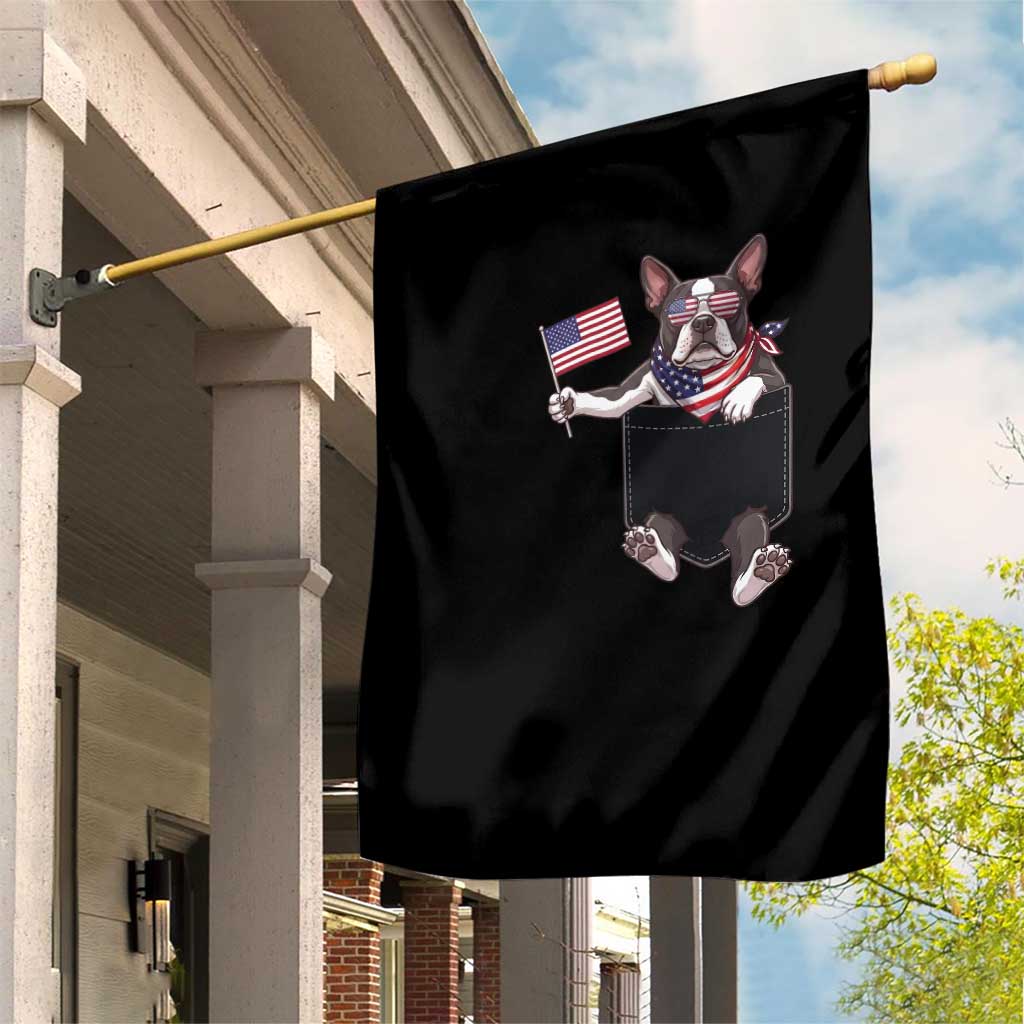 Funny Patriotic French Bulldog in Pocket Graphic Garden Flag Cute Frenchie Waving US Flag Sunglasses Faux Summer TS02 Print Your Wear
