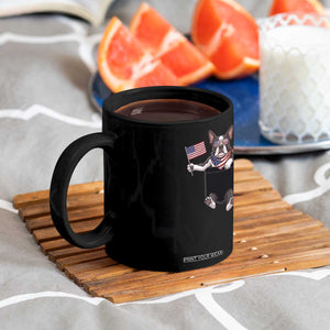 Funny Patriotic French Bulldog in Pocket Graphic Coffee Mug Cute Frenchie Waving US Flag Sunglasses Faux Summer TS02 Print Your Wear