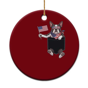 Funny Patriotic French Bulldog in Pocket Graphic Ceramic Ornament Cute Frenchie Waving US Flag Sunglasses Faux Summer TS02 1pc Red Print Your Wear