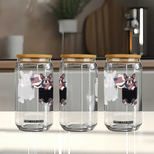 Funny Patriotic French Bulldog in Pocket Graphic Glass Can Cute Frenchie Waving US Flag Sunglasses Faux Summer TS02 Print Your Wear