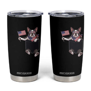 Funny Patriotic French Bulldog in Pocket Graphic Tumbler Cup Cute Frenchie Waving US Flag Sunglasses Faux Summer TS02 Black Print Your Wear