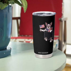 Funny Patriotic French Bulldog in Pocket Graphic Tumbler Cup Cute Frenchie Waving US Flag Sunglasses Faux Summer TS02 Print Your Wear