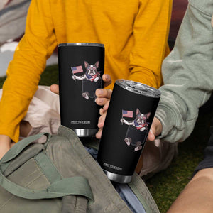Funny Patriotic French Bulldog in Pocket Graphic Tumbler Cup Cute Frenchie Waving US Flag Sunglasses Faux Summer TS02 Print Your Wear