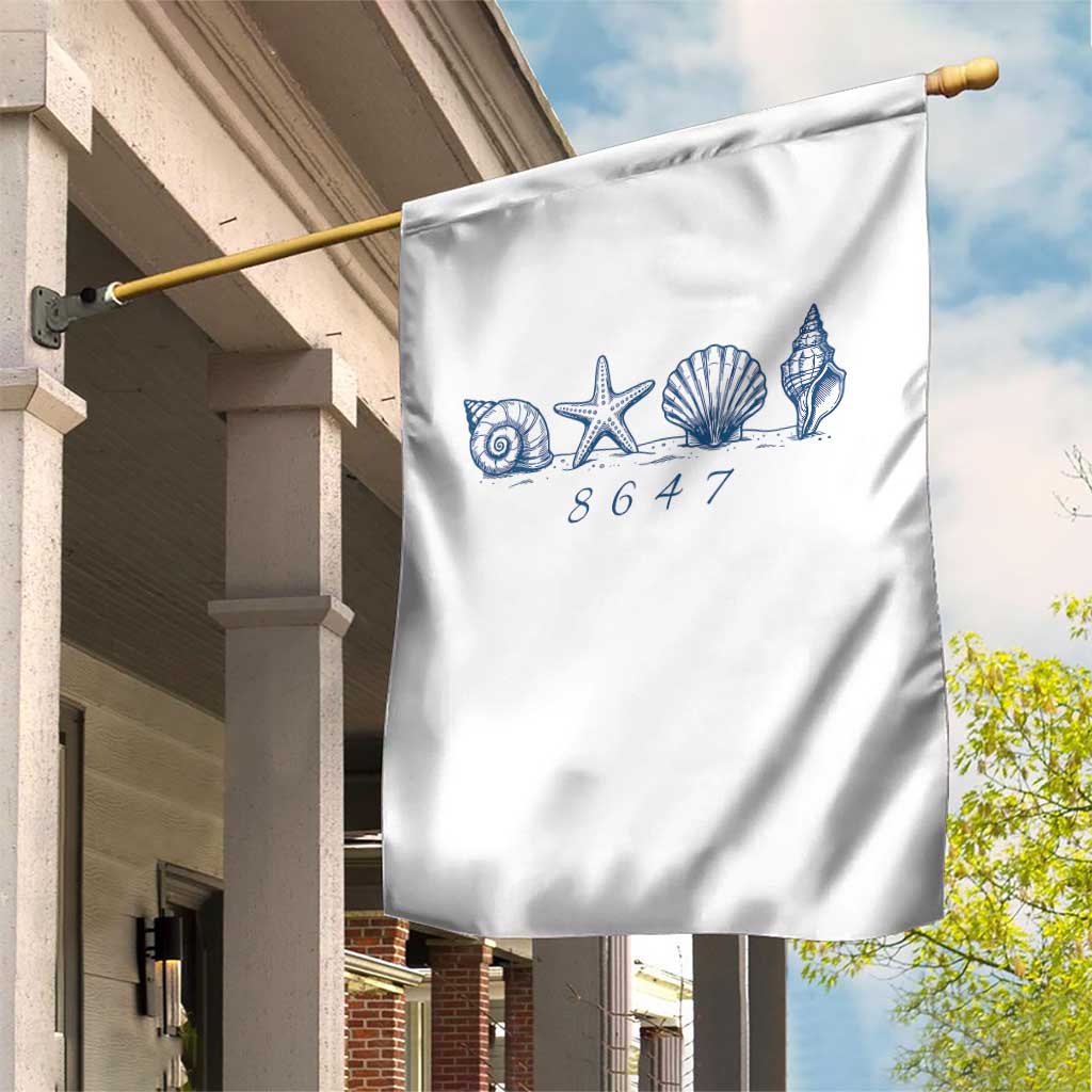 8647 Sea Shells Starfish Vintage Coastal Blue Line Graphic Garden Flag Coded Political Satire TS02 Print Your Wear