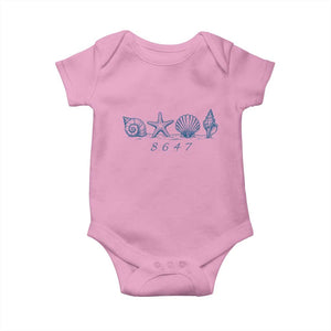 8647 Sea Shells Starfish Vintage Coastal Blue Line Graphic Baby Onesie Coded Political Satire TS02 Light Pink Print Your Wear