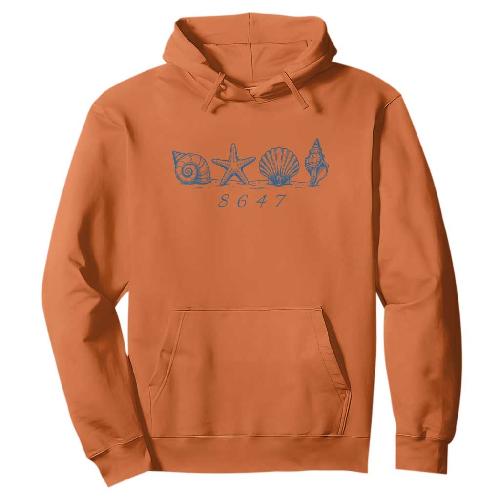 8647 Sea Shells Starfish Vintage Coastal Blue Line Graphic Hoodie Coded Political Satire TS02 Orange Print Your Wear