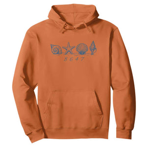 8647 Sea Shells Starfish Vintage Coastal Blue Line Graphic Hoodie Coded Political Satire TS02 Orange Print Your Wear