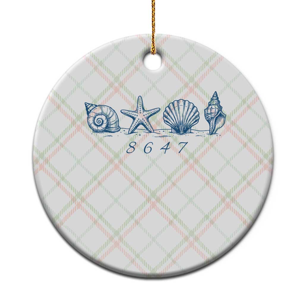 8647 Sea Shells Starfish Vintage Coastal Blue Line Graphic Ceramic Ornament Coded Political Satire TS02 1pc Christmas Plaid Print Your Wear