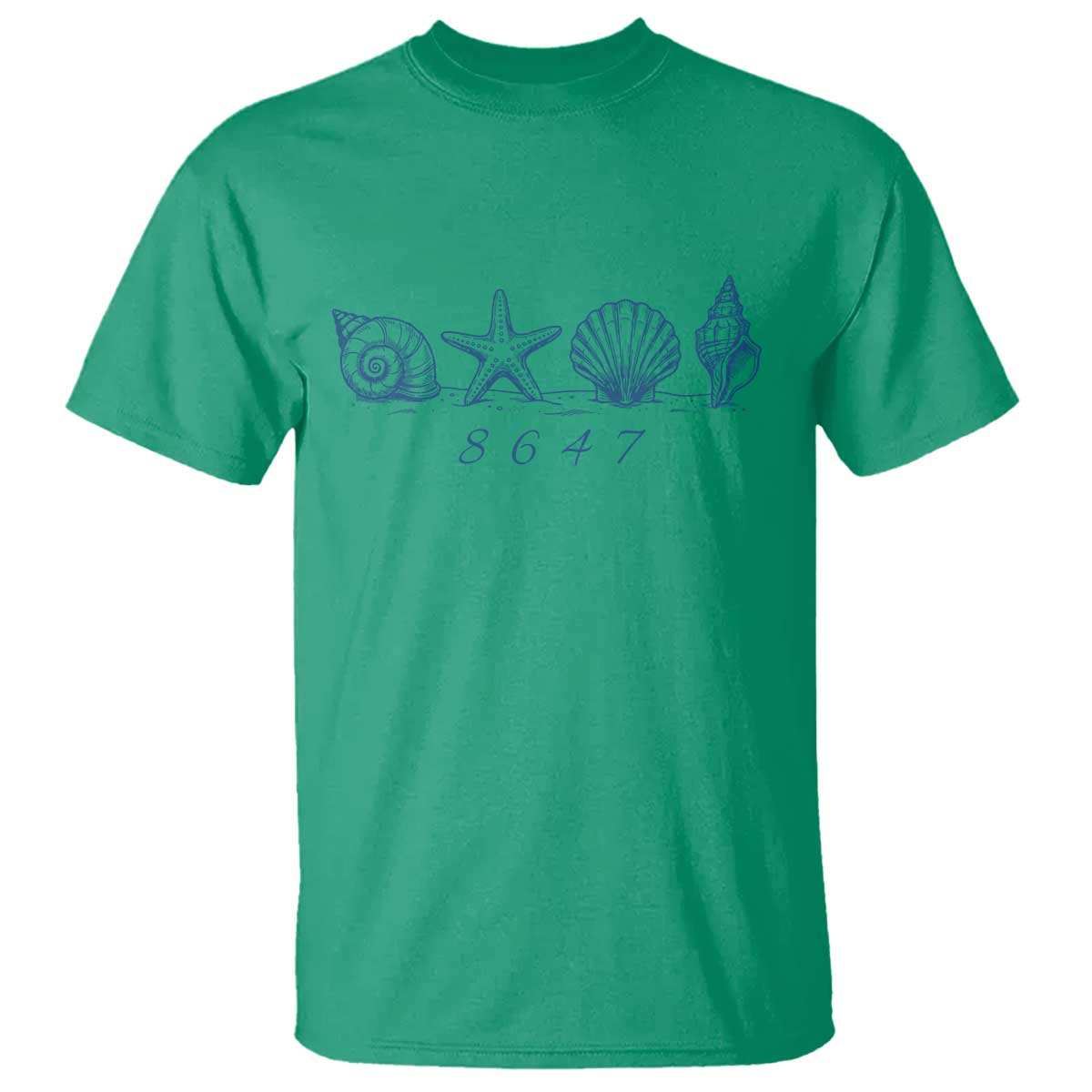 8647 Sea Shells Starfish Vintage Coastal Blue Line Graphic T Shirt Coded Political Satire TS02 Irish Green Print Your Wear