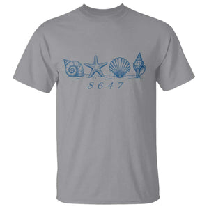 8647 Sea Shells Starfish Vintage Coastal Blue Line Graphic T Shirt Coded Political Satire TS02 Sport Gray Print Your Wear