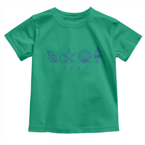 8647 Sea Shells Starfish Vintage Coastal Blue Line Graphic Toddler T Shirt Coded Political Satire TS02 Irish Green Print Your Wear