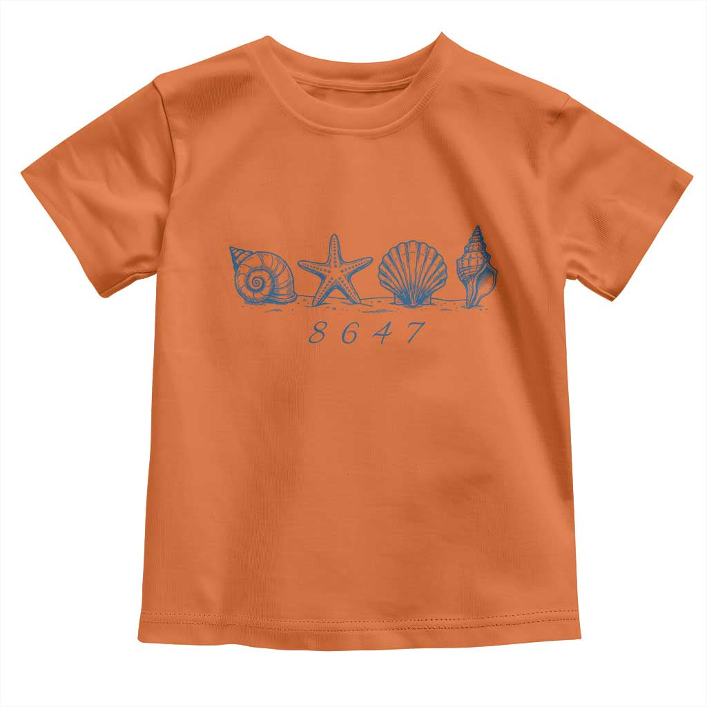 8647 Sea Shells Starfish Vintage Coastal Blue Line Graphic Toddler T Shirt Coded Political Satire TS02 Orange Print Your Wear