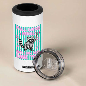 Y'all Were Feral But I Low Key Love You Pink Stripes Raccoon 4 in 1 Can Cooler Tumbler Funny Teacher End of School Year TS02 Print Your Wear