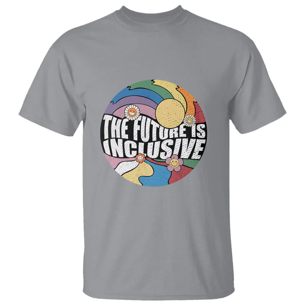 The Future Is Inclusive LGBT Gay Pride Month Retro Groovy T Shirt TS02 Sport Gray Printyourwear