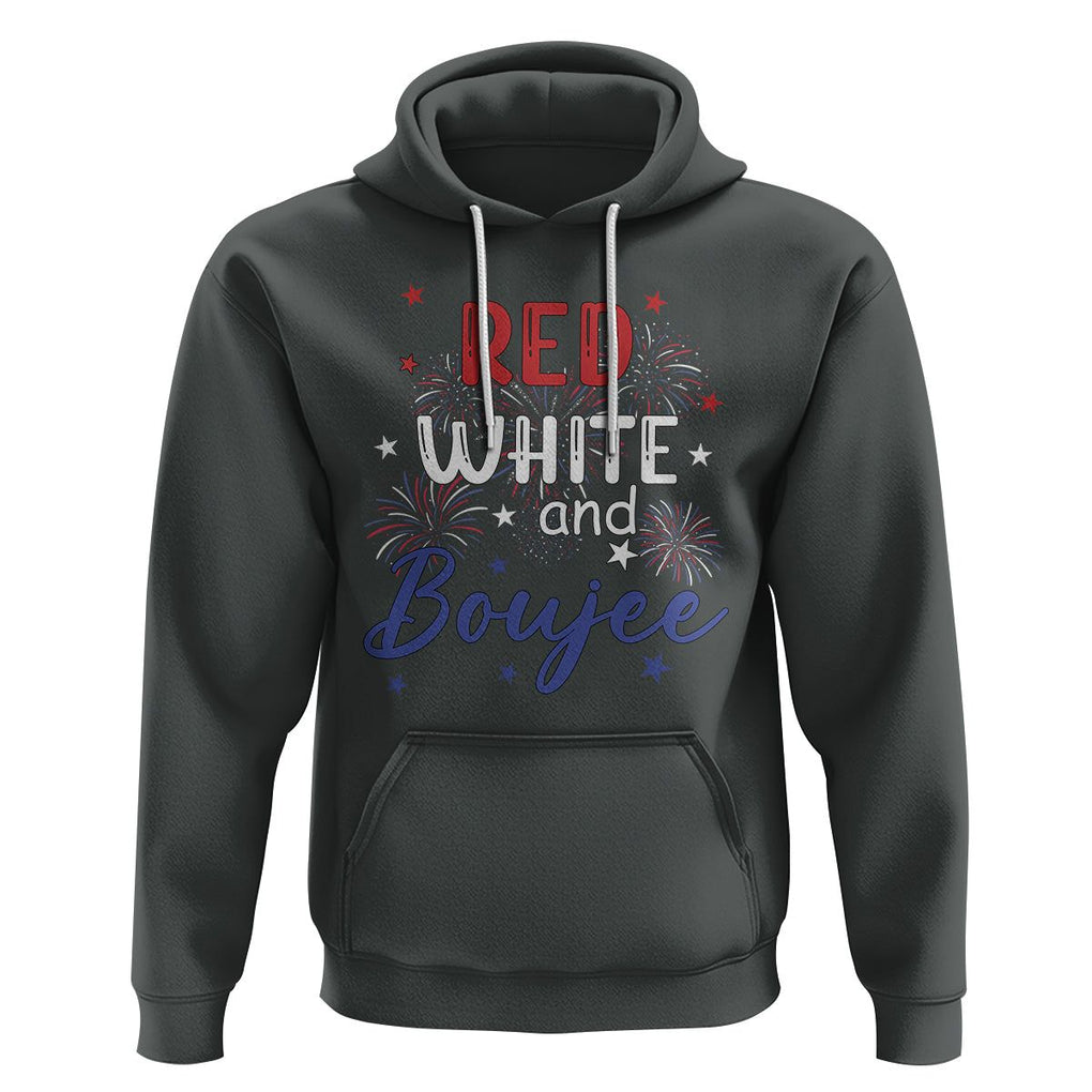 Funny 4th Of July Hoodie Red White And Boujee Fireworks Retro America TS02 Dark Heather Printyourwear